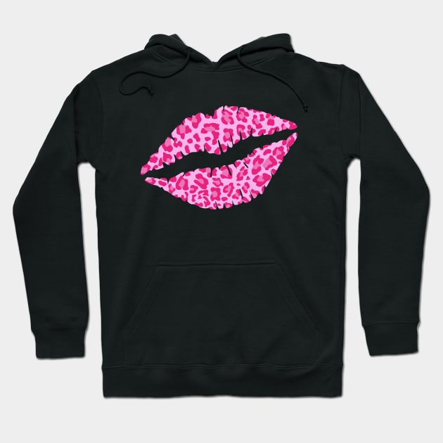 Pink Leopard Print Lips Hoodie by CraftyCatz